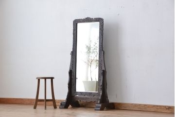 アンティーク雑貨　★ビンテージ　中古軽井沢彫り姿見(ミラー、鏡)