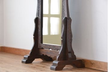 アンティーク雑貨　★ビンテージ　中古軽井沢彫り姿見(ミラー、鏡)