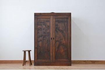ビンテージ　中古 軽井沢彫りワードローブ(洋服箪笥、洋服タンス)