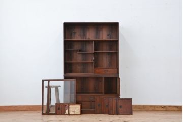 レトロ家具　昭和レトロ　二段重ね茶箪笥