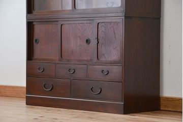 レトロ家具　昭和レトロ　二段重ね茶箪笥
