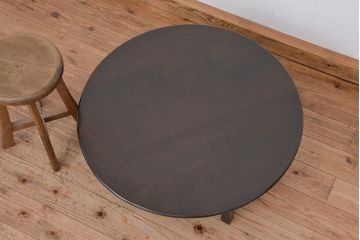 アンティーク家具　アンティーク　古い栓材の丸型ちゃぶ台(1)(テーブル、机)