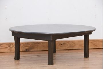 アンティーク家具　アンティーク　古い栓材の丸型ちゃぶ台(1)(テーブル、机)