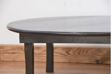 アンティーク家具　アンティーク　古い栓材の丸型ちゃぶ台(1)(テーブル、机)