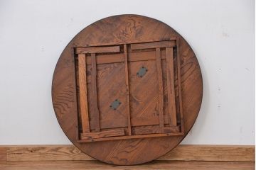 アンティーク家具　アンティーク　古い栓材の丸ちゃぶ台(テーブル・机)