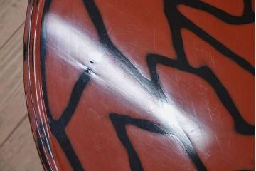 アンティーク家具　アンティーク　本漆塗り!研ぎ出し模様の特注組立式丸テーブル