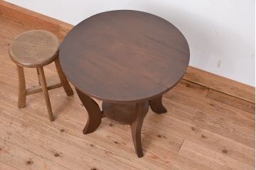 レトロ家具　昭和レトロ　小振りなカフェテーブル(ラウンドテーブル、コーヒーテーブル、サイドテーブル、センターテーブル)