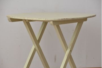 アンティーク家具　折り畳み式アンティークペイント丸テーブル(1)(机)