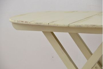 アンティーク家具　折り畳み式アンティークペイント丸テーブル(1)(机)