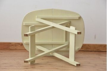 アンティーク家具　折り畳み式アンティークペイント丸テーブル(1)(机)