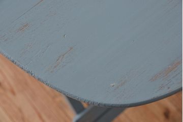 アンティーク家具　折り畳み式アンティークペイント丸テーブル(2)(机)