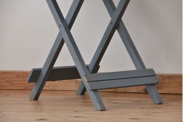 アンティーク家具　折り畳み式アンティークペイント丸テーブル(2)(机)