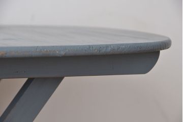 アンティーク家具　折り畳み式アンティークペイント丸テーブル(2)(机)