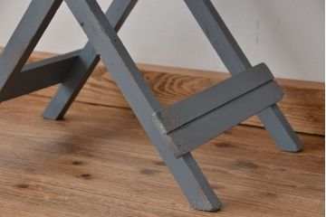 アンティーク家具　折り畳み式アンティークペイント丸テーブル(2)(机)