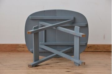 アンティーク家具　折り畳み式アンティークペイント丸テーブル(2)(机)