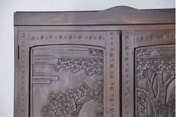 ビンテージ　中古　軽井沢彫り二段重ね　整理箪笥(チェスト、タンス)