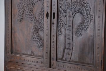 ビンテージ　中古　軽井沢彫り二段重ね　整理箪笥(チェスト、タンス)
