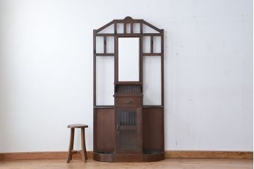 アンティーク家具　大正ロマン　古い洋館のナラ材ポールハンガー(ポールスタンド、傘立て、帽子掛け)