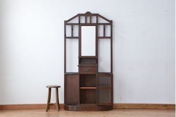 アンティーク家具　大正ロマン　古い洋館のナラ材ポールハンガー(ポールスタンド、傘立て、帽子掛け)