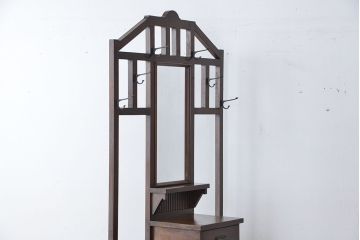 アンティーク家具　大正ロマン　古い洋館のナラ材ポールハンガー(ポールスタンド、傘立て、帽子掛け)