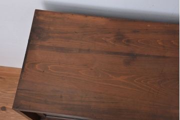 レトロ家具　アンティーク　結霜ガラス入りのレトロな収納棚(下駄箱)