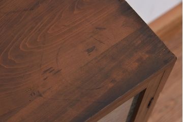 レトロ家具　アンティーク　結霜ガラス入りのレトロな収納棚(下駄箱)