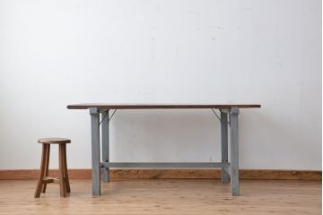 アンティーク家具　アンティークペイント　使い込まれた作業台(ダイニングテーブル、机)
