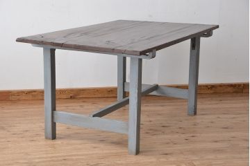 アンティーク家具　アンティークペイント　使い込まれた作業台(ダイニングテーブル、机)