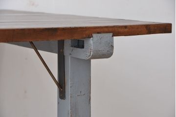 アンティーク家具　アンティークペイント　使い込まれた作業台(ダイニングテーブル、机)