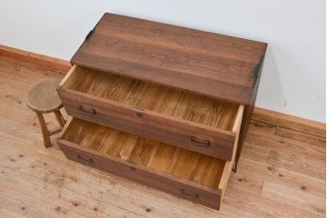 レトロ家具　昭和レトロ　鉄脚付きローチェスト(ローボード)