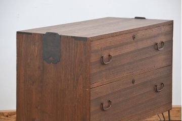 レトロ家具　昭和レトロ　鉄脚付きローチェスト(ローボード)