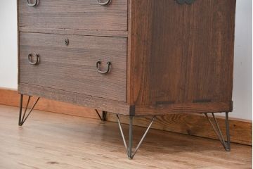 レトロ家具　昭和レトロ　鉄脚付きローチェスト(ローボード)