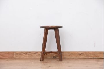 レトロ家具　昭和レトロ　古い木のかわいいスツール(丸椅子、イス)