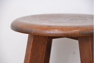 レトロ家具　昭和レトロ　古い木のかわいいスツール(丸椅子、イス)