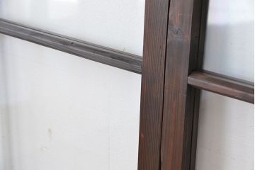 アンティーク　大振りでシックなガラス戸2枚(引き戸)