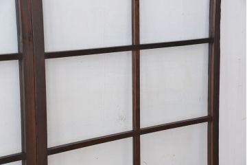 アンティーク　大振りでシックなガラス戸2枚(引き戸)