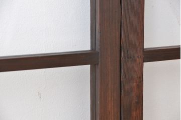 アンティーク　大振りでシックなガラス戸2枚(引き戸)
