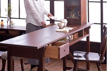アンティーク家具　アンティーク　引き出し付き横長作業台(テーブル、机)