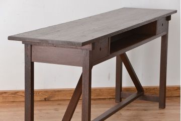 アンティーク家具　アンティーク　引き出し付き横長作業台(テーブル、机)