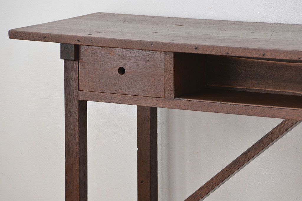 アンティーク家具　アンティーク　引き出し付き横長作業台(テーブル、机)