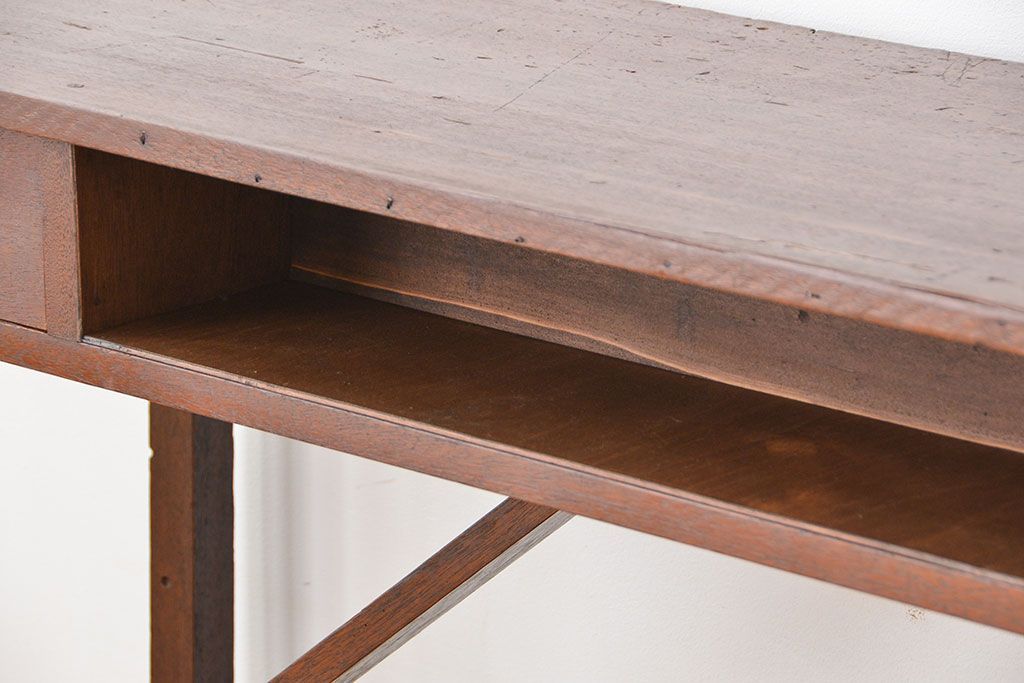 アンティーク家具　アンティーク　引き出し付き横長作業台(テーブル、机)