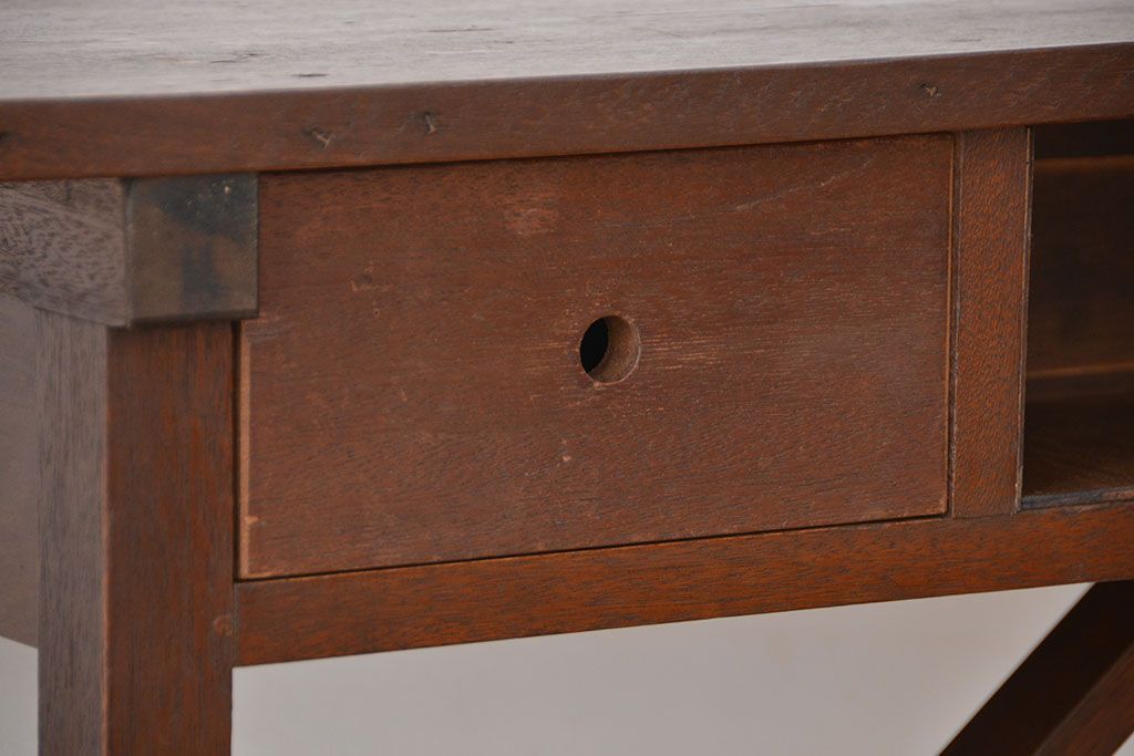 アンティーク家具　アンティーク　引き出し付き横長作業台(テーブル、机)