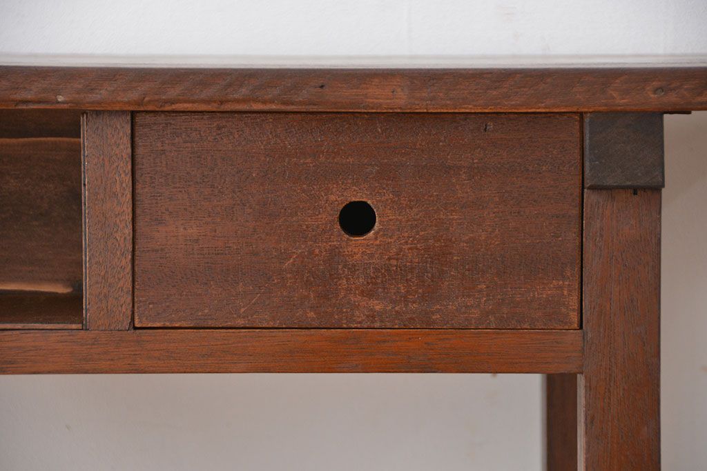 アンティーク家具　アンティーク　引き出し付き横長作業台(テーブル、机)