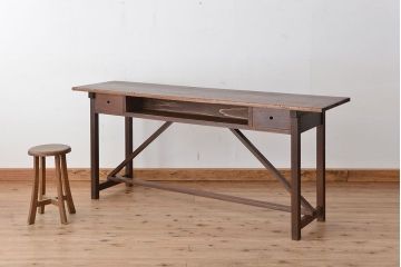 アンティーク家具　アンティーク　引き出し付き横長作業台(テーブル、机)