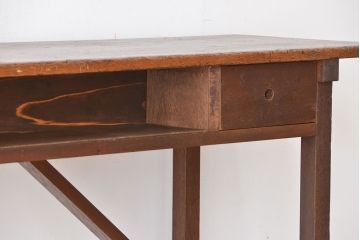 アンティーク家具　アンティーク　引き出し付き横長作業台(テーブル、机)