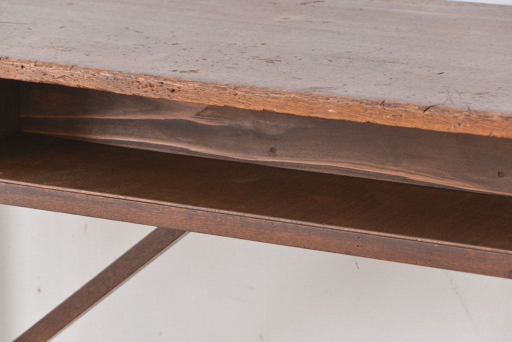 アンティーク家具　アンティーク　引き出し付き横長作業台(テーブル、机)