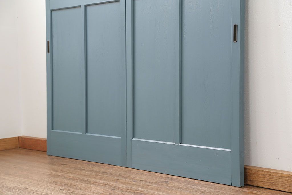 アンティーク モールガラス入り!ペイントガラス引き戸2枚セット(ガラス戸)