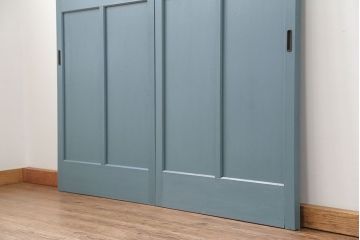 アンティーク モールガラス入り!ペイントガラス引き戸2枚セット(ガラス戸)