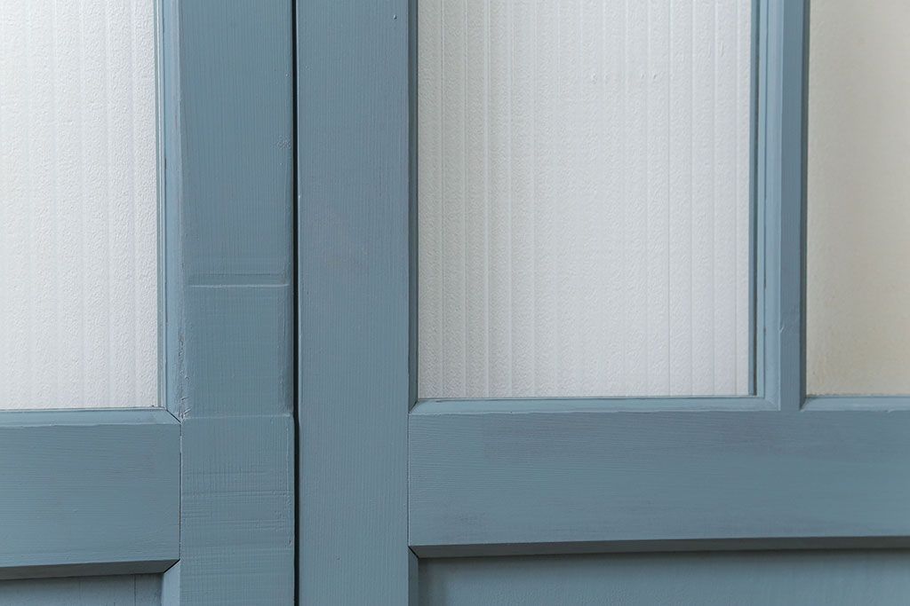 アンティーク モールガラス入り!ペイントガラス引き戸2枚セット(ガラス戸)