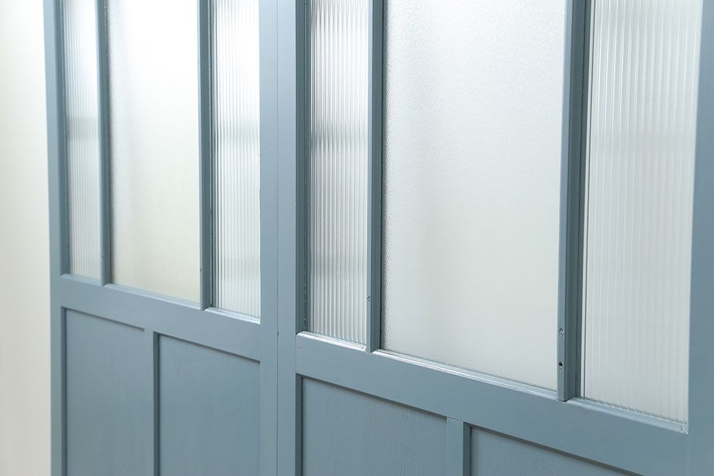 アンティーク モールガラス入り!ペイントガラス引き戸2枚セット(ガラス戸)